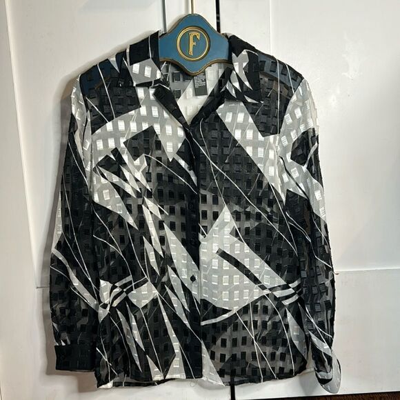 Vintage 90’s Sheer button up blouse size M - Picture 1 of 5